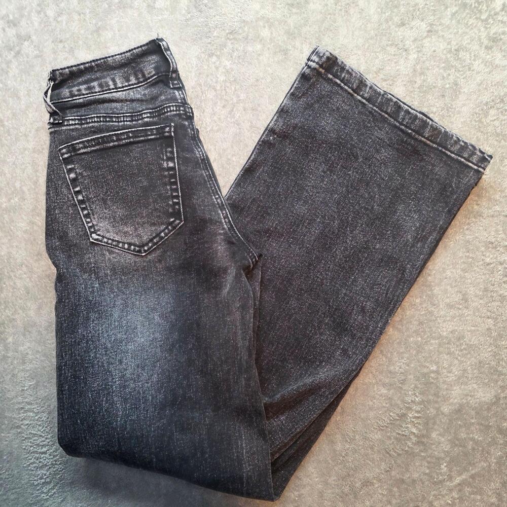 FIRE & RAIN Wide Leg Jeans Womens 00 Gray Charcoal Wash High Rise Stretch Denim